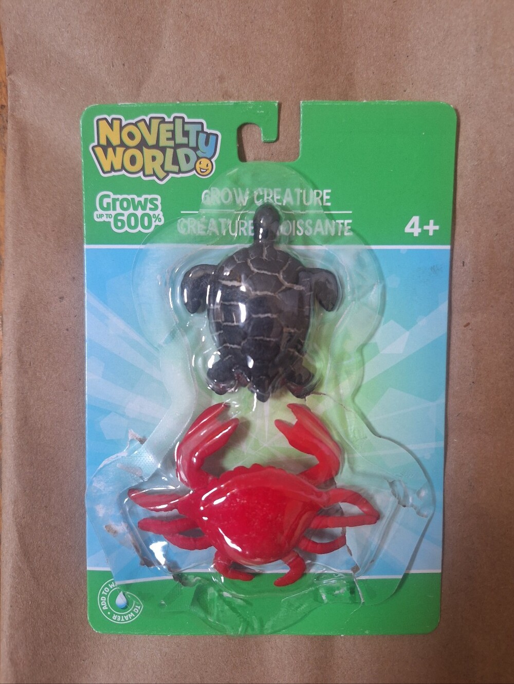 MAGIC GROW CREATURE 2 PACK SEA TURTLE & CRAB WATCH IT GROW UP TO 600% IN WATER!